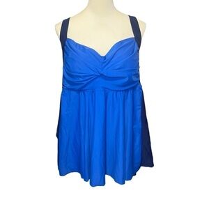 Bloomchic cross back two tone blue swimsuit tank NWOT size 22-24